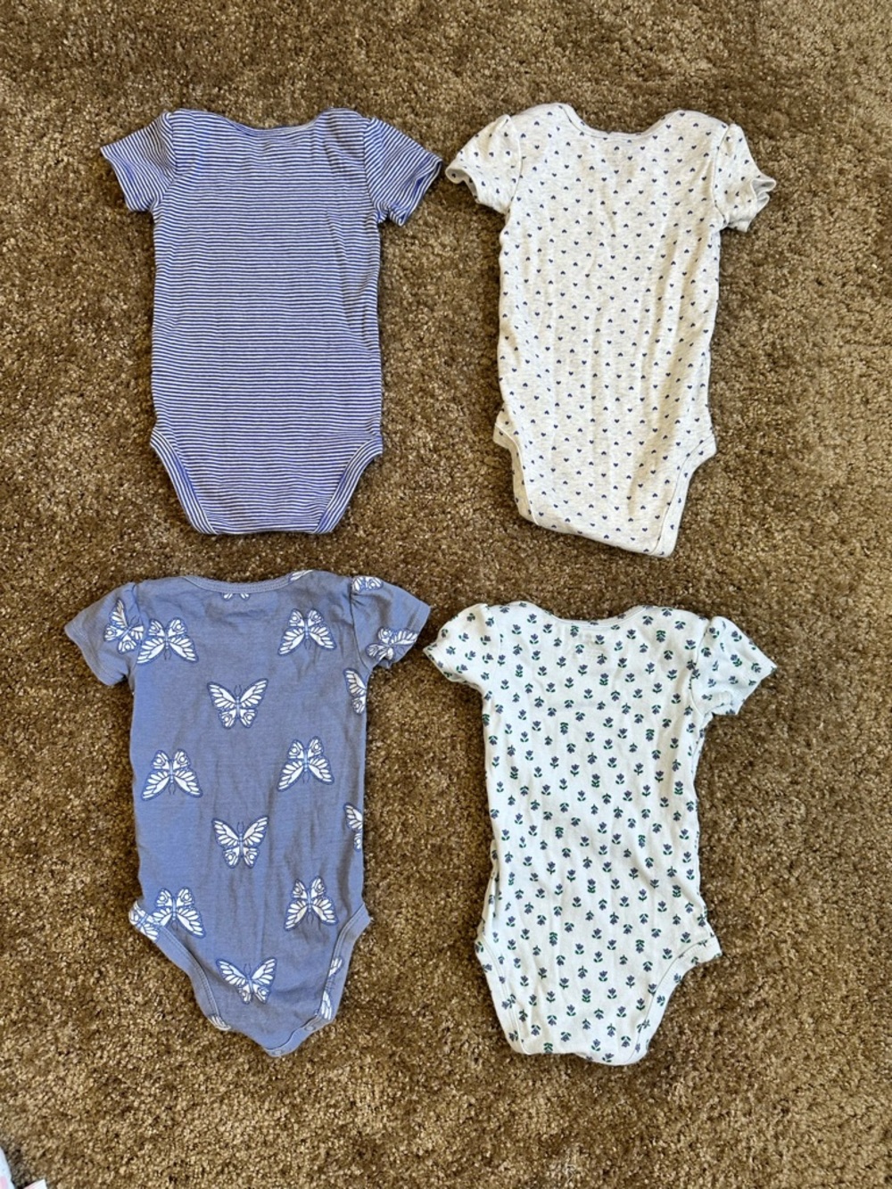Carters Baby Girls Blue Mix Short-Sleeve One-Piece Bodysuit Set - Picture 3 of 4